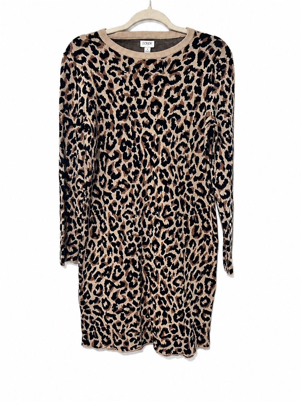 J.Crew Leopard Animal Print Sweater Dress Women’s S Long Sleeve Knit